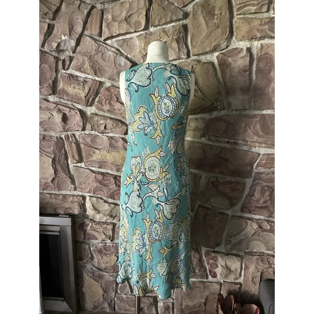 ANN TAYLOR SILK FLORAL GARDEN PARTY Paisley‎ SILK SLIP DRESS WOMEN’S Y2K